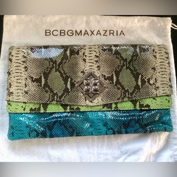 New BCBGMAXAZRIA BCBG Maxazria python snakeskin print leather clutch purse bag - Picture 9 of 9